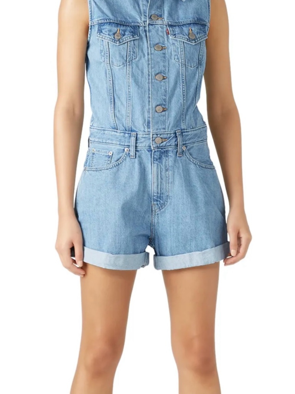 Levi's Light Blue Denim Romper - Picture 2 of 11